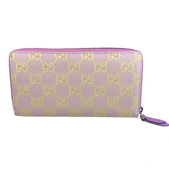 GUCCI Calfskin GG Supreme Monogram GG Marmont Zip Around Wallet Lilac - Picture 2 of 11
